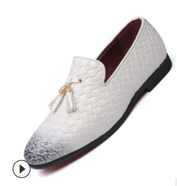 Men's Business Casual Fashion Wedding Loafers Product information: Product Category: Loafers Opening depth: shallow mouth (below 7cm) Popular elements: sewing thread, tassel Style: fashion Pattern: Color matching Upper material: synthetic leather Toe shap