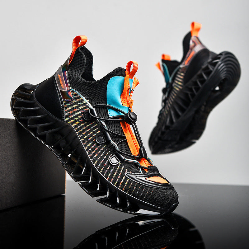 One Generation Blade Warrior Men's Shoes Spring New Running Shoes Flying Woven Sports Casual Shoes Men's Trendy Shoes Product information: Product category: Sports casual shoes Upper material: microfiber + flying woven Sole material: PU+popcorn Sole craft