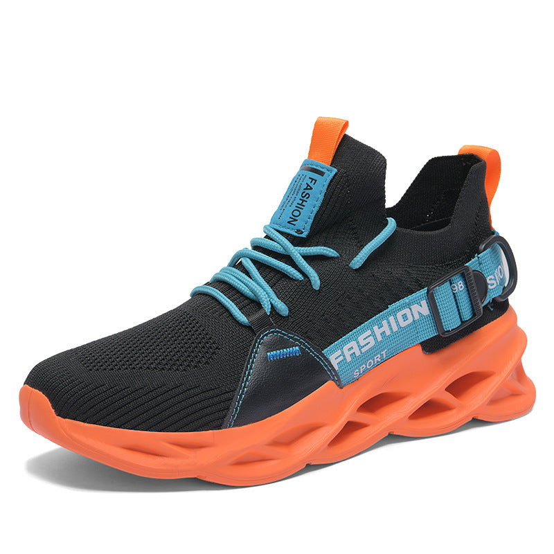 Large Size Blade Men's Shoes With Breathable Fly Woven Product information: Sole material: PU Wearing style: front tie Popular elements: car stitching, shallow mouth Heel shape: thick sole Inside material: mesh Opening depth: middle mouth (7-11CM) Upper h