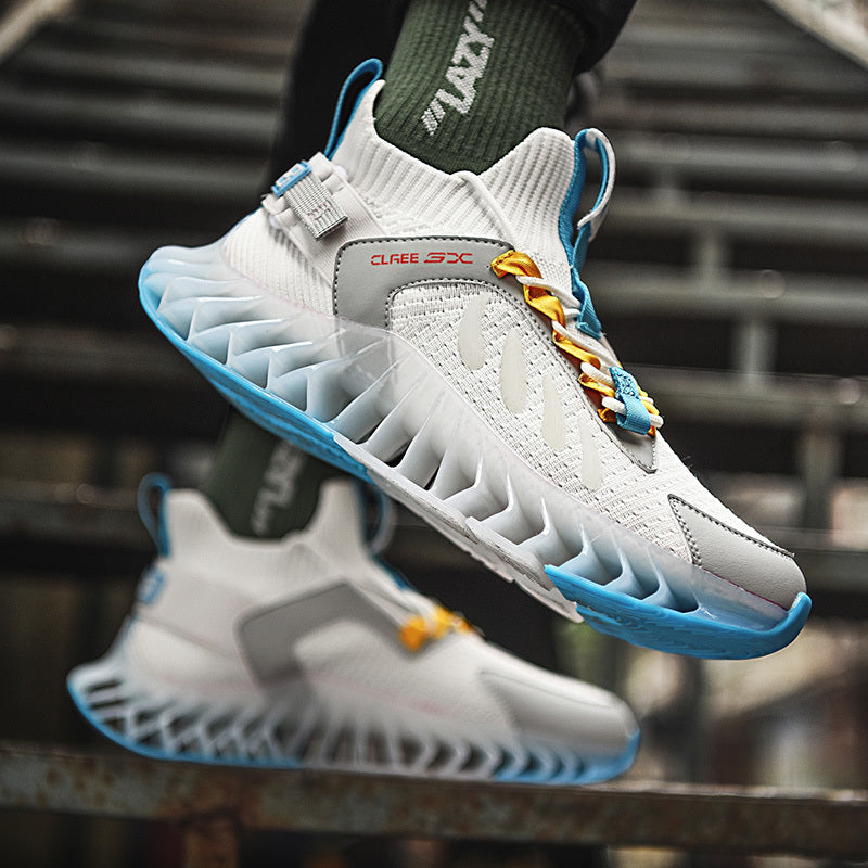 Men's Casual Flying Knit Running Shoes Spring And Summer New Breathable Korean Version Of The Wild Mobile Suit Sports Blade Shoes Men Product information: Function: breathable Closed: lace-up Size: 39 40 41 42 43 44 45 46 Pattern: color matching Style: yo