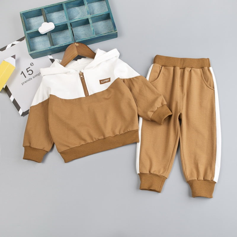 Autumn Children's Clothing New Children's Hooded Sports Suit Product Iformation: Fabric Name: Cotton Main fabric composition: Cotton Main fabric content: 95% Size information: Size Dress length Bust Sleeve Length Pants length Hips Waist circumference Reco