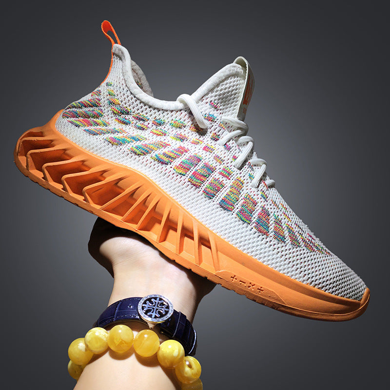 New Flying Woven Breathable Travel Shoes Product Information: Style: sports Function: heightened, breathable, light Applicable gender: male Pattern: Color matching Upper Material: Mesh Sole Material: Rubber Applicable sports: general Wearing style: front
