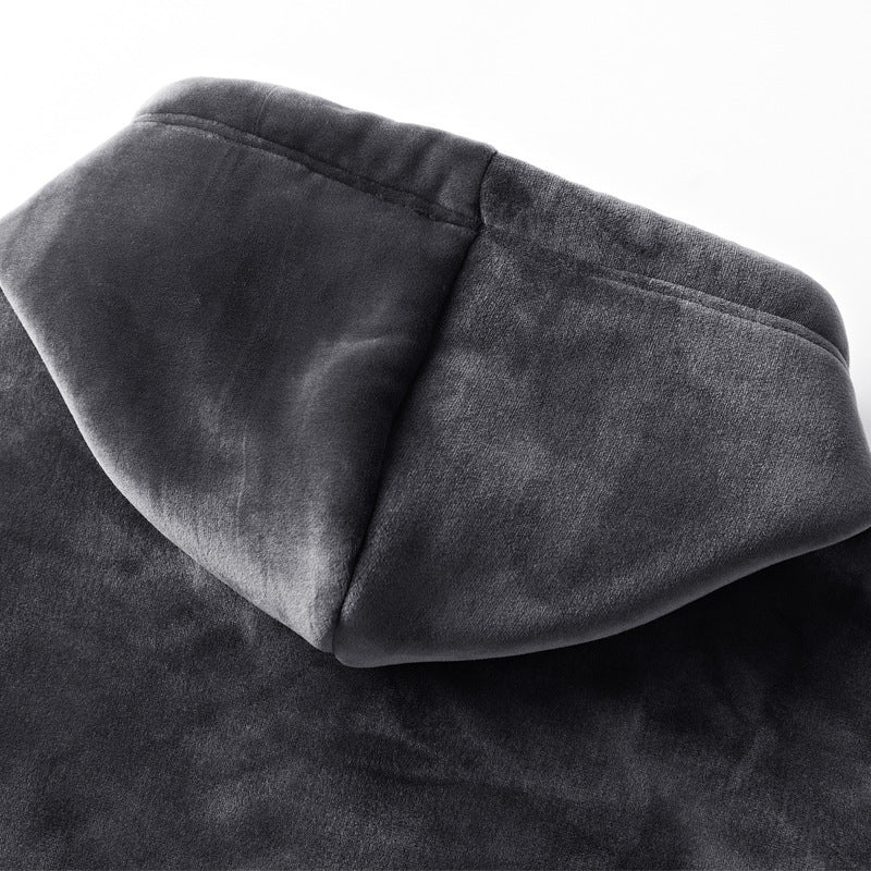 Men's Casual Cardigan Jacket New Men Plus Velvet Warm Gold Velvet Hooded Sweater Suit Men Product information: Thickness: thicker Length: trousers Top style: coat Top sleeve length: long sleeve suitable season: winter Fabric name: chemical fiber blended C