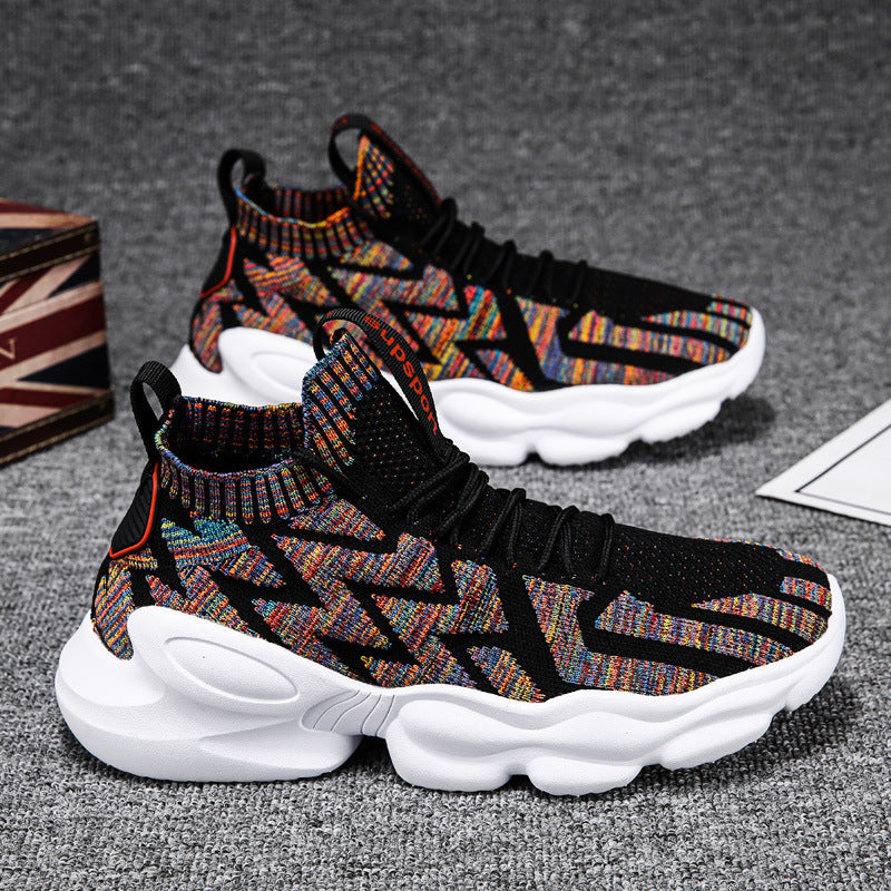 Sports Casual Men's Shoes Mesh Breathable Flying Woven Sports Shoes Korean sStyle Trendy Shoes Product Information: Product category: sports casual shoes Style: Korean pattern: plain Upper Material: Artificial PU Sole Material: Rubber Applicable sports: g