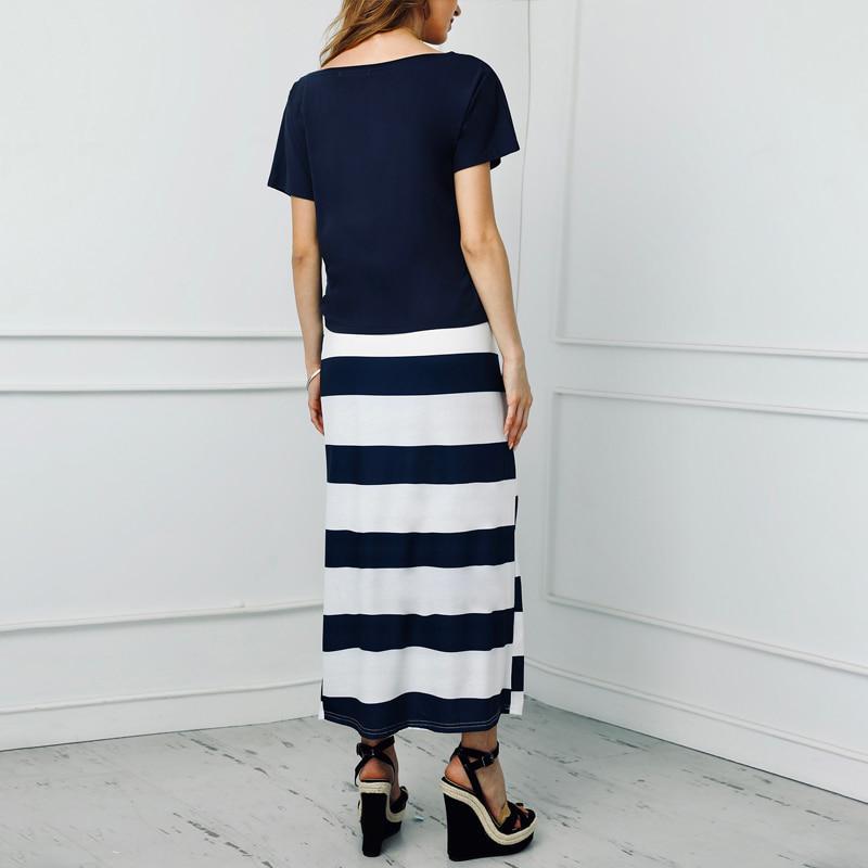Spot Amazon Bay Navy Wind Casual Anchor Print Short Sleeve T-shirt Skirt Set Product information: Fabric name: Blended cotton Skirt length: mid-length skirt Skirt type: large swing type Collar type: One word collar Sleeve type: conventional sleeve Color: