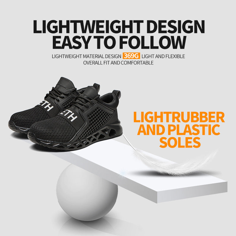 Fly-Woven Mesh Breathable Labor Insurance Shoes Construction Site Anti-Smash And Anti-Stab Shoes Product information: Color: black, red Function: Piercing damage Material: Microfiber leather Upper style: low help Application scope: oil field, chemical ind