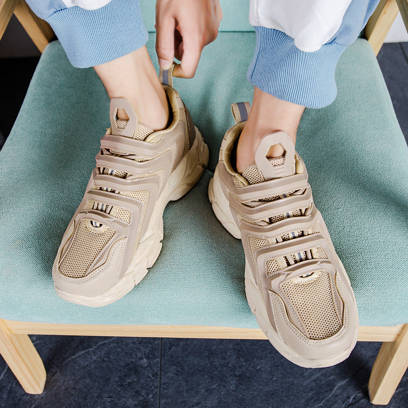 New Four Seasons Casual Breathable Mesh Daddy Shoes Product Information: Brand: Yinyingmeng Suitable season: Summer, winter, spring, autumn Applicable gender: Male Pattern: Color matching Upper material: PU + mesh Sole material: Rubber Applicable sports:
