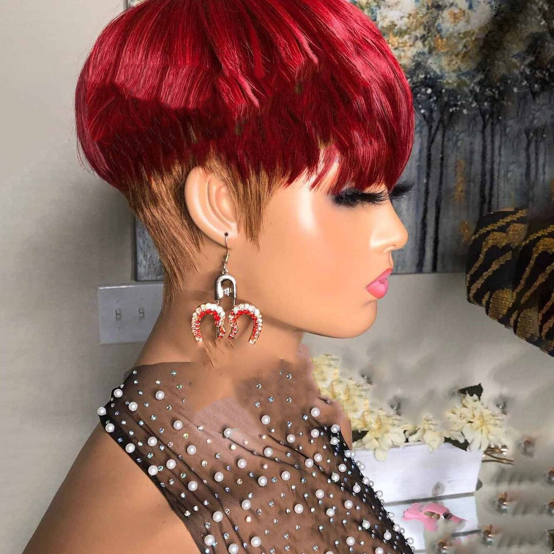 Wig Female Wig Short Straight Hair Short Hair Straight Hair Bob Wig Product information Whether it can be dyed or hot: Do not dye it Hair material: high temperature wire Applicable skin tone: any skin tone Bang type: oblique bangs Size Information Size: 2
