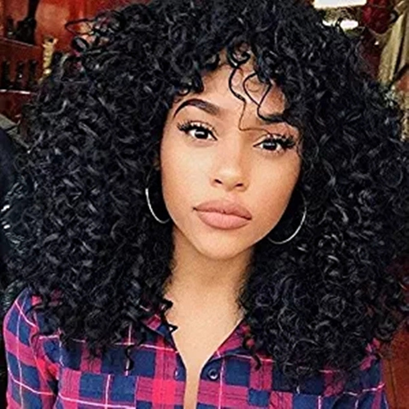 Manufacturers Supply European And American Wigs, African Short Curly Hair Female Wigs, Fluffy Small Curly Bangs, Long Curly Hair Wigs, Wigs Product information Model: Small roll short Applicable people: Ms. Processing technology: mechanism Whether it can