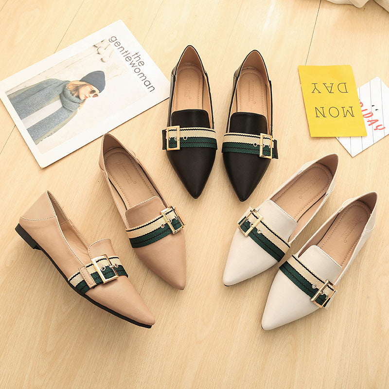 New Flat-Bottomed Women'S Shoes Pointed Toe Shallow Breathable Single Shoes All-Match Small Leather Shoes Product information: Fabric: comfortable fabric Neili: super fiber Sole: ox tendon sole Size Information: Packing list: A pair of women's shoes New F