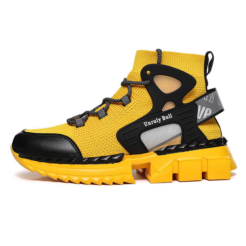 Men's Shoes Large Size Flying Woven Sneakers Breathable Socks Shoes Product Information: Pattern: plain Upper material: flying weave Sole Material: Rubber Applicable sports: hiking Wearing style: sleeve/overshoes Popular elements: car suture Heel shape: f