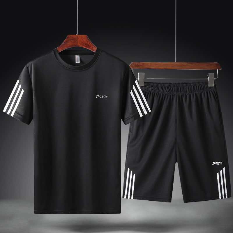 Summer Korean Casual Sports Suit Men'S Jacket Pants Breathable Sweat-Absorbent Two-Piece Men'S Clothing Product Information: style: Casual Thickness: General Top style: T-shirt Top sleeve length: short sleeve Hooded or not: not hooded For the season: Summ