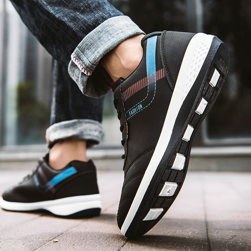 Leather Breathable Travel Shoes Men's Sneakers Product information: Upper Material: Artificial PU Toe shape: round toe Heel height: flat heel Function: breathable, light and warm Style: casual Sole material: plastic Applicable sports: general Wearing styl