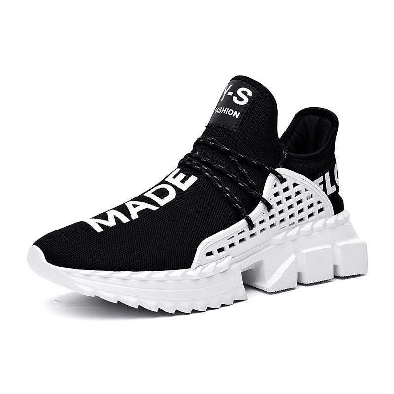 Flying Woven Mesh And Breathable Platform Shoes Product information: Style: Casual Function: Increased, Breathable Suitable Seasons: Summer, Winter, Spring, Autumn Applicable Gender: Male Pattern: Plain Upper Material: High Elastic Flying Woven Size Infor