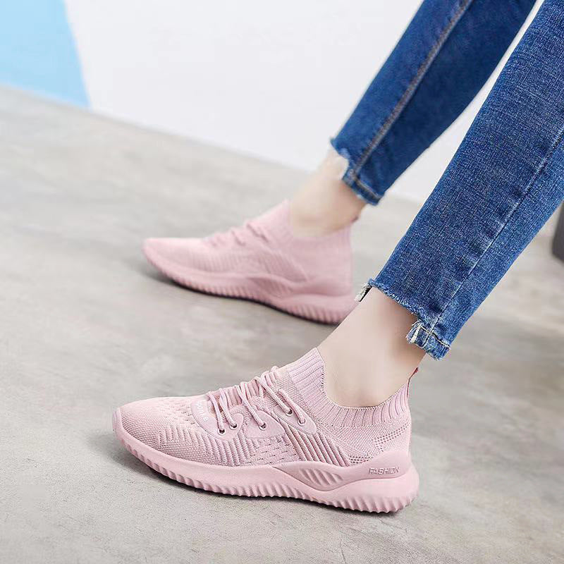 Flying Woven Mesh Sports Shoes Women Spring And Autumn New Breathable Casual Soft Sole Lightweight Running Shoes Summer Product information: Applicable gender: neutral/male and female Upper material: other Popular elements: cross straps Supply category: s
