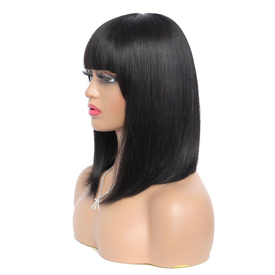 Women's Short Hair Series Real Hair Bob Headgear Product Information: Style: Natural Applicable people: Ladies Treatment process: mechanism Wig length: short hair Can it be dyed and ironed: it can be dyed Hair material: real hair Applicable skin color: an
