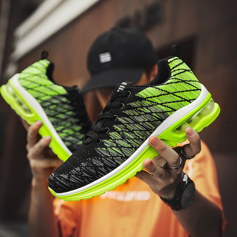 Summer Men'S Shoes Flying Woven Trend Air Cushion Shoes Men'S Shock Product information Function: breathable, light Thickness: ordinary thick pattern: plain Upper height: low Applicable scene: running sports Color: red, black, green Size: 36,37,38,39,40,4