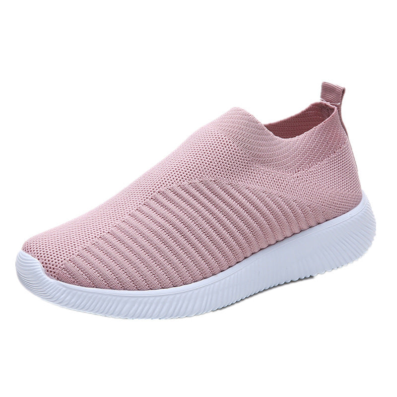 Round Head Flying Woven Lightweight Running Student Casual Shoes Women'S Shoes Product information: Toe shape: round toe Upper material: flying weave Applicable gender: female Heel height: flat heel Pattern: plain Suitable season: summer, spring, autumn T