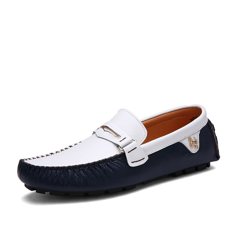 Solid Color Peas Shoes Men Casual Leather Shoes Product information: Opening: shallow depth (below 7cm) Applicable age: youth (18-40 years old) Suitable for: season summer, spring, autumn Popular elements: car suture Style: England Applicable gender: male