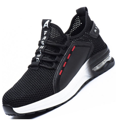 Mesh Fly Woven Anti-smashing Work Shoes Overview: Color: 795 black and black, 796 black and white Function: Piercing damage Material: flying weave Upper style: low cut Application scope: oil field, chemical industry, railway, electric power, forestry, min