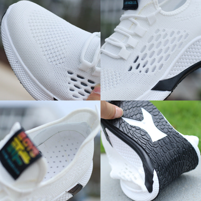 New Sports Shoes Men's Breathable Casual Mesh Shoes Comfort Increase Lace-up Non-slip Low-top Running Shoes Overview: Ultra-Breathable Upper: Men's tennis shoes stretch mesh for crazy breathability and all-temperature control that adds a lightweight feel