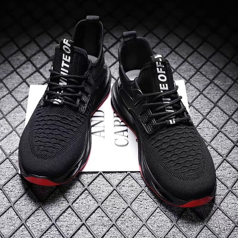 Flying Woven Men's Shoes Casual Shoes Fashion Running Shoes Men's Sports Shoes Product information: pattern: plain Upper material: needle flying knitting Sole material: plastic Popular elements: hollow, shallow mouth, stitching Heel shape: flat heel Insid