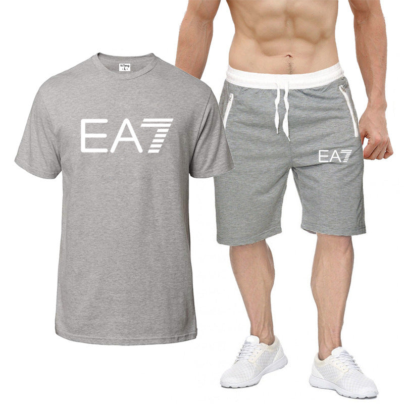 Fashion Personality Letter Printing Round Neck T-shirt Shorts Men Suit Product information: Material: Cotton Style: sports leisure Colour: see picture Size Information: Size: S/M/L/XL/XXL Note: 1. Asian sizes are 1 to 2 sizes smaller than European and Ame