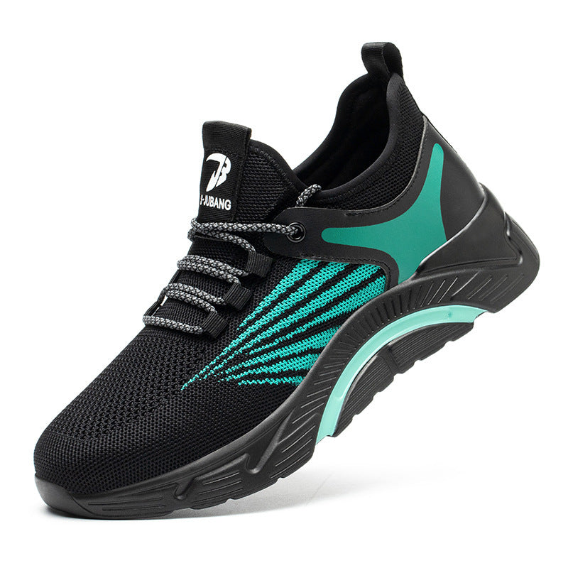 Lightweight Fly Woven Labor Insurance Shoes Men's Anti-smashing And Anti-piercing Work Shoes Breathable Steel Toe Ca P Safety Shoes Protective Shoes Product information Color: 797 black red, 797 white green, 797 black gray, 808-gray, 808-green, wolf heart