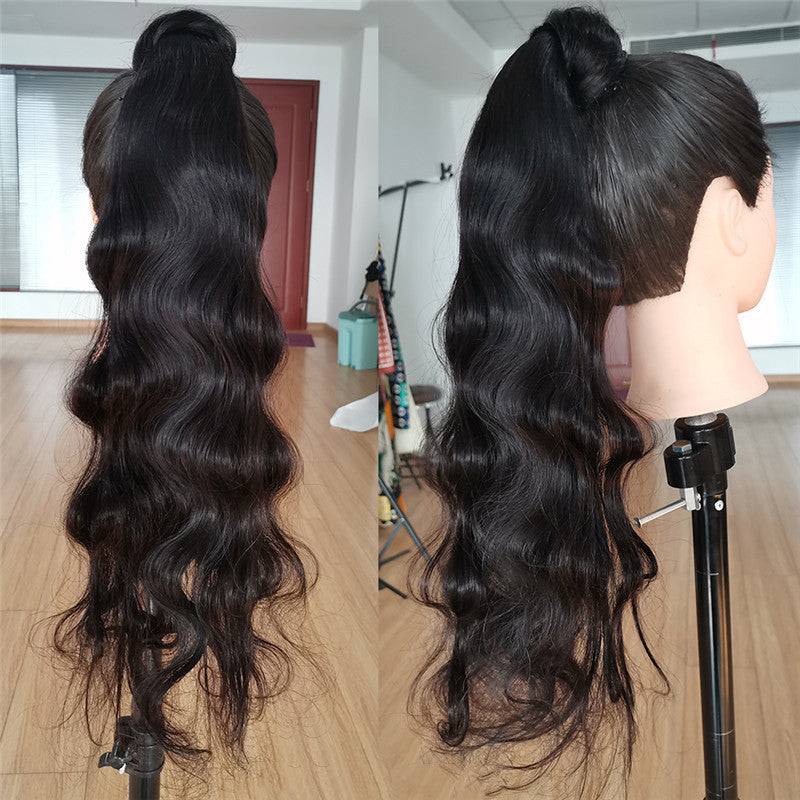 Wig Jurchen Human Hair Ponytail Bandage Bundled Ponytail Product Information: Applicable people: general Treatment process: mechanism Can it be dyed and ironed: it can be dyed Hair material: real hair Applicable skin tone: any skin tone Applicable face sh