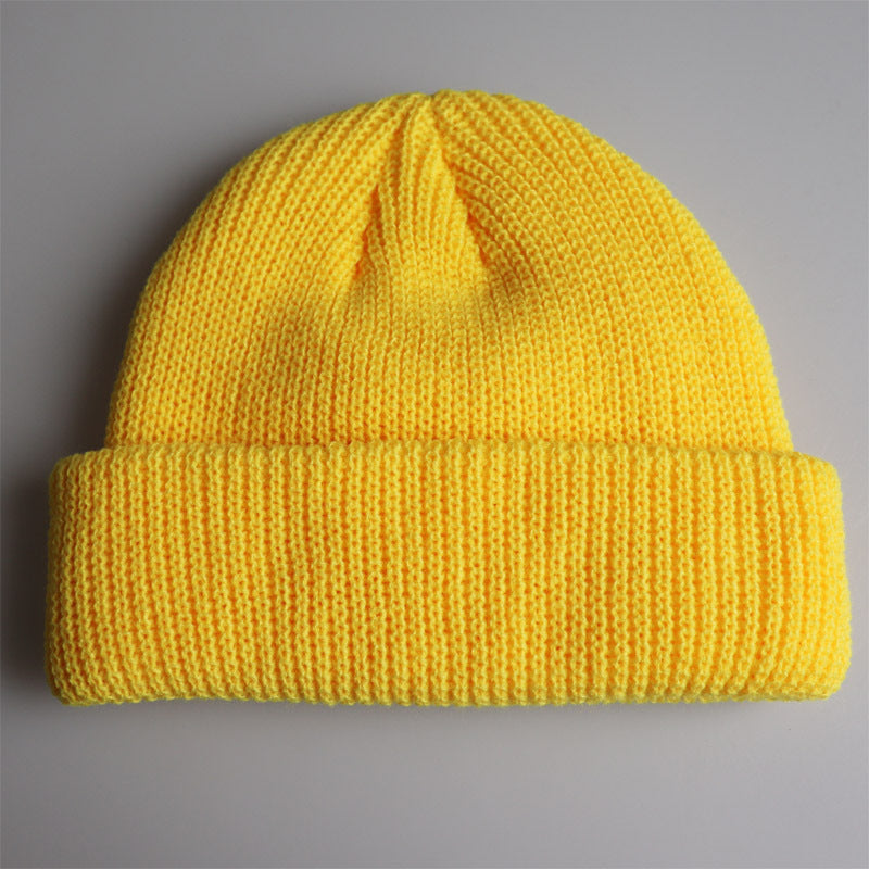 Knitted Hat Hip Hop Pullover Cap Product information: Product Category: Knitted Hat Material: Wool Pattern: plain Top style: dome Hat style: no eaves Color: red, yellow, orange, light gray, wine red Size: adjustable Package: Knit hat*1 Knitted Hat Hip Hop