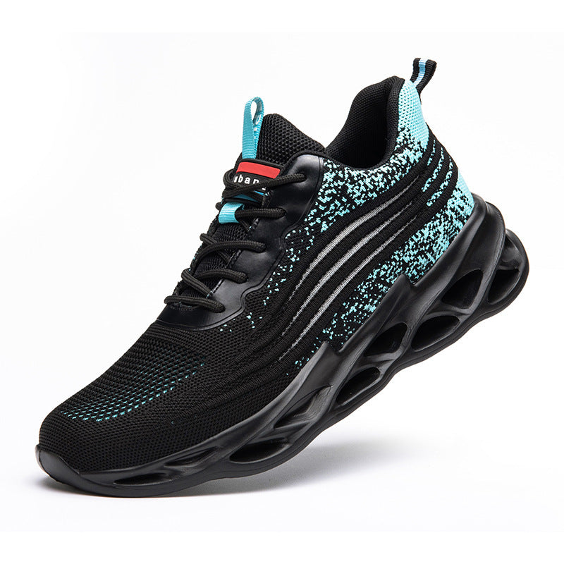 Fei-woven Anti-smashing And Anti-piercing Safety Shoes Product information: Color: 798 red, 798 gray, 798 blue Function: Anti-smashing and anti-piercing Material: flying weave Upper style: low cut Series: Flying Knitting Shoes Safety Shoes Baotou material