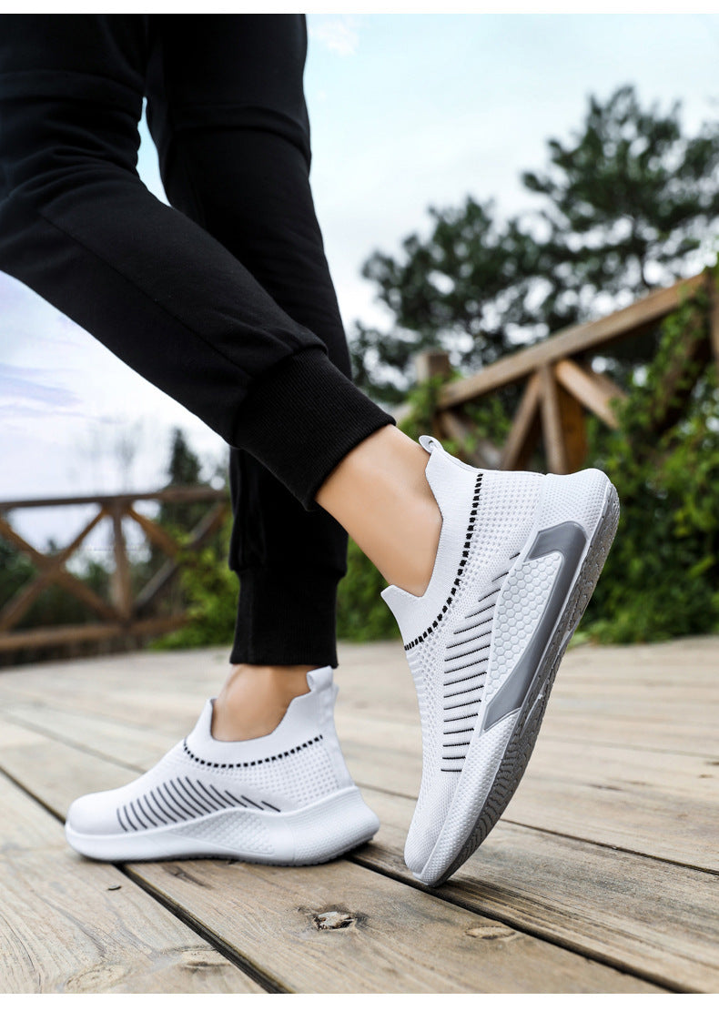 Summer New Men's Shoes Cross-border Large Size Breathable Flying Woven Running Shoes Overview: Unique design, stylish and beautiful. Good material, comfortable feet. A variety of colors, any choice. Specification: Style: sports Function: breathable, light
