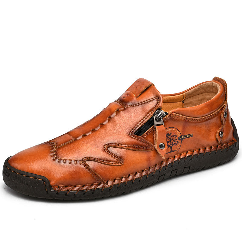 Men's Large Size Zipper Business Leather Shoes Overview: Unique design, stylish and beautiful. Good material, comfortable feet. A variety of colors, any choice. Specification: Upper material: microfiber Toe shape: round toe Sole Material: Rubber Wearing s