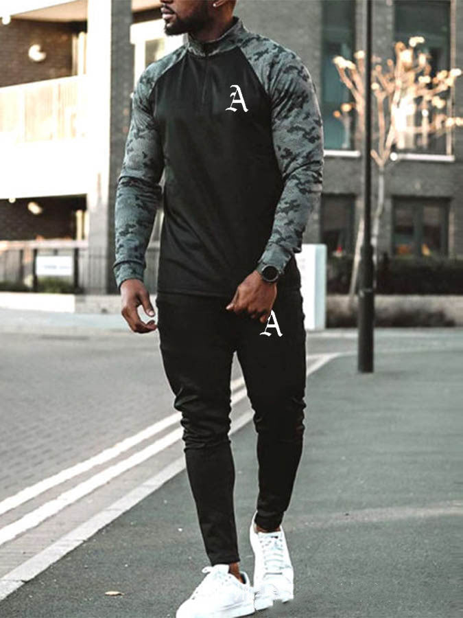 European And American Fashion Sports Suit Men Product information: Main fabric composition: polyester fiber (polyester) The content of the main fabric ingredient: 65 (%) Colour: Black Length: trousers Top style: Knitwear Top sleeve length: long sleeve Sui