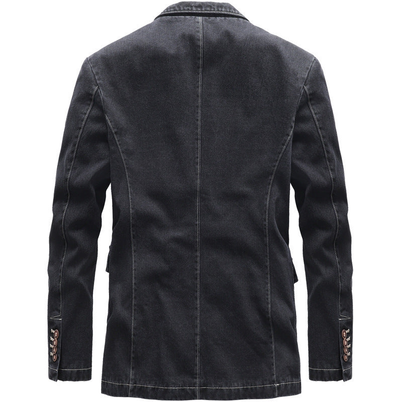Denim suit casual small suit Fabric name: cotton Main fabric composition: cotton Main fabric ingredient content: 80 (%) Lining composition: polyester fiber (polyester) Lining ingredient content: 85 (%) Applicable scene: daily Style details: multiple pocke