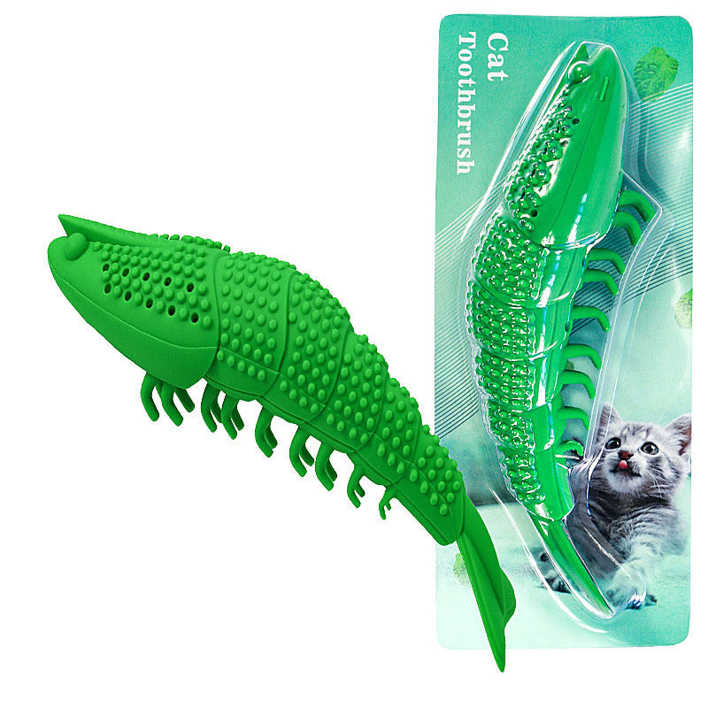 Catnip Silicone Fish Crayfish Toothbrush Cat Toy Bite Relieving Stuffy Molar Teeth Cleaning Product information: Color: green, blue, light blue Material: Silicone Category: Pet Toys Size: Packing list: 1pc*Cats gnawing on toys Product Image: Catnip Silico