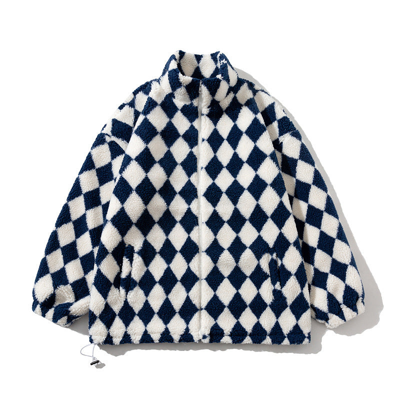 Lambswool Thick Baseball Uniform Men Product information: Pattern: plaid, flowers Pocket Style: side seam sidekick Color: 3530# Black Plaid, 3530# blue plaid, 3531# Paisley Black, 3531# Paisley White Size: M,L,XL,XXL Lining composition: Polyester Fiber Fa