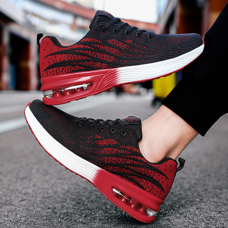 Men Sneakers Air Cushion Casual Running Daddy Trendy Shoes Product information: Applicable gender: male Pattern: Color matching Upper material: flying net Sole material: polyurethane bottom Heel shape: Wedge heel Inside material: mesh Opening depth: shall