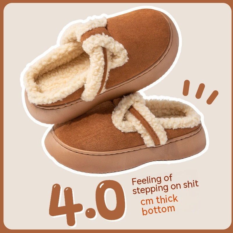 Women's Fur Slippers Winter Interior Home Plush All-matching Product information: Pattern: solid color Inner material: artificial wool Color: Tawny, coffee, cream, black, fruit fly Green, charcarle Gray Coma Berenices: flat Coma Berenices Size: 36/37, 38/