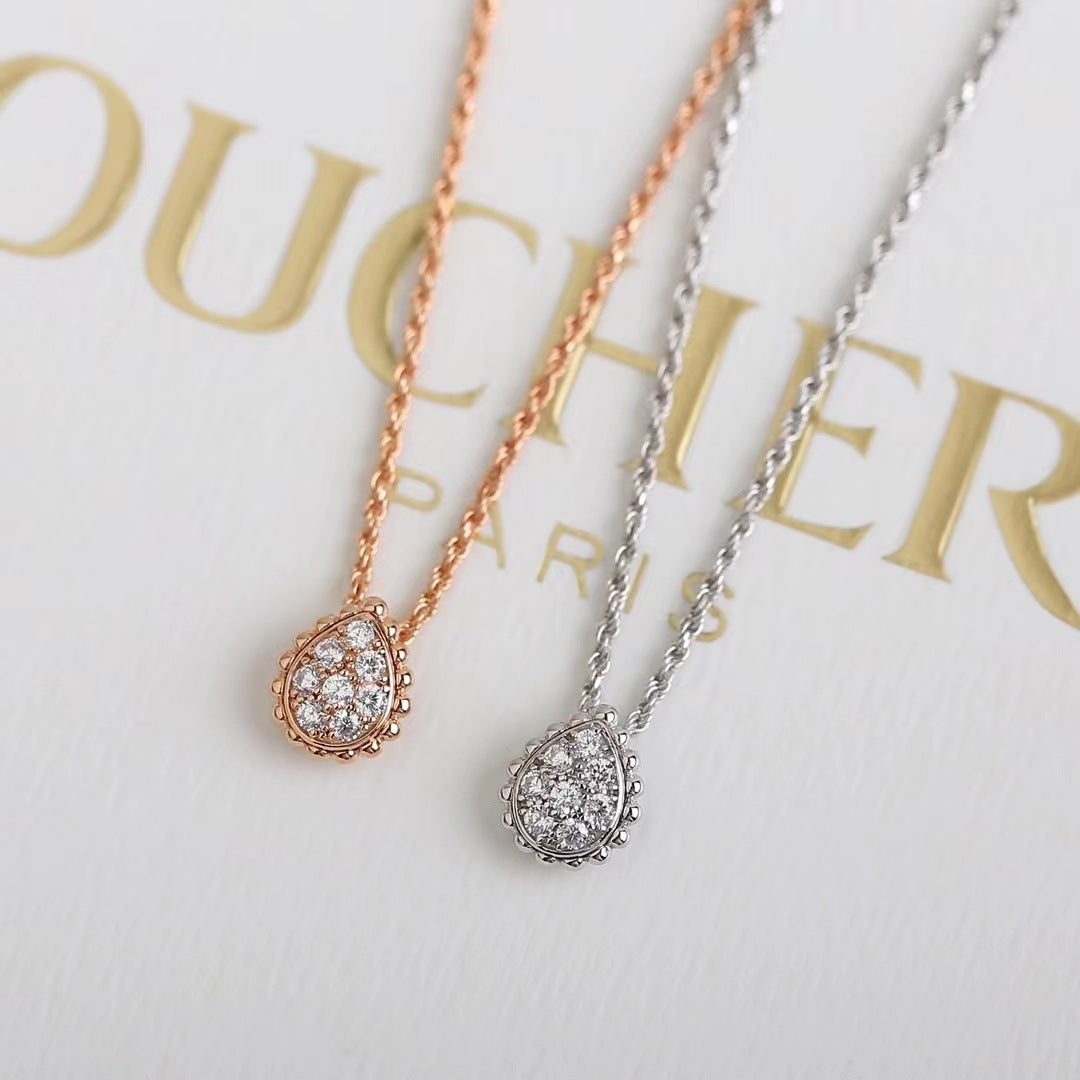 Water Drop Necklace Couple Fashion Personality Pendant Product information: Color: Rose gold small size water drop necklace, white gold small size water drop necklace, gold small size water drop necklace Applicable people: Women Pendant material: Alloy Ch