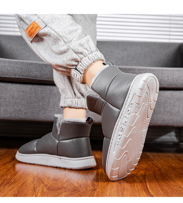 Winter Fleece-lined Warm Bread Shoes High-top Leather Men's Casual Product information: Pattern: solid color Color: JL-A7-1 Black, JL-A7-1 Gray Size: 40-41,42-43,44-45 Sole material: rubber Shoe Upper material: artificial pu Wearing method: oversleeves/sh
