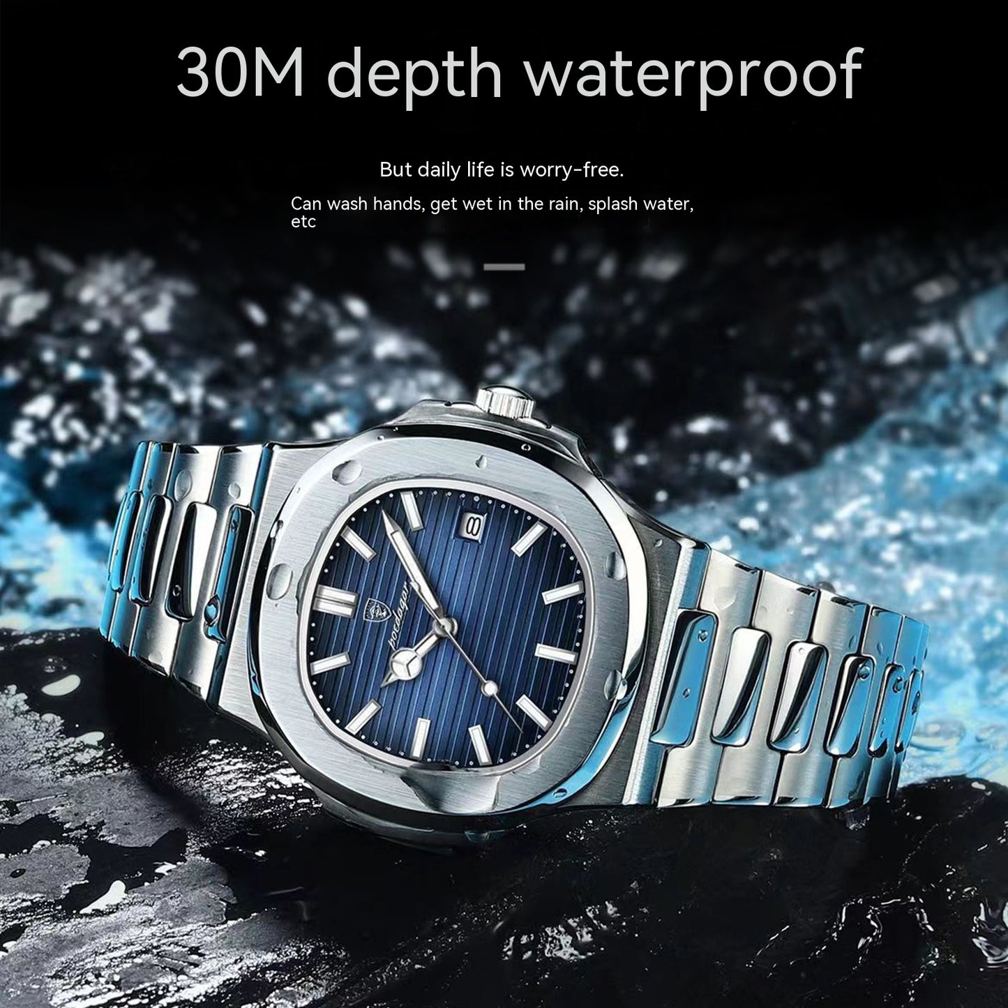New Waterproof Men's Quartz Watch Product information: Color: 613 silver case blue surface steel belt, 613 silver case black surface steel belt, 613 silver case white surface steel belt, 613 silver case green surface steel belt Thickness: 7mm Applicable p
