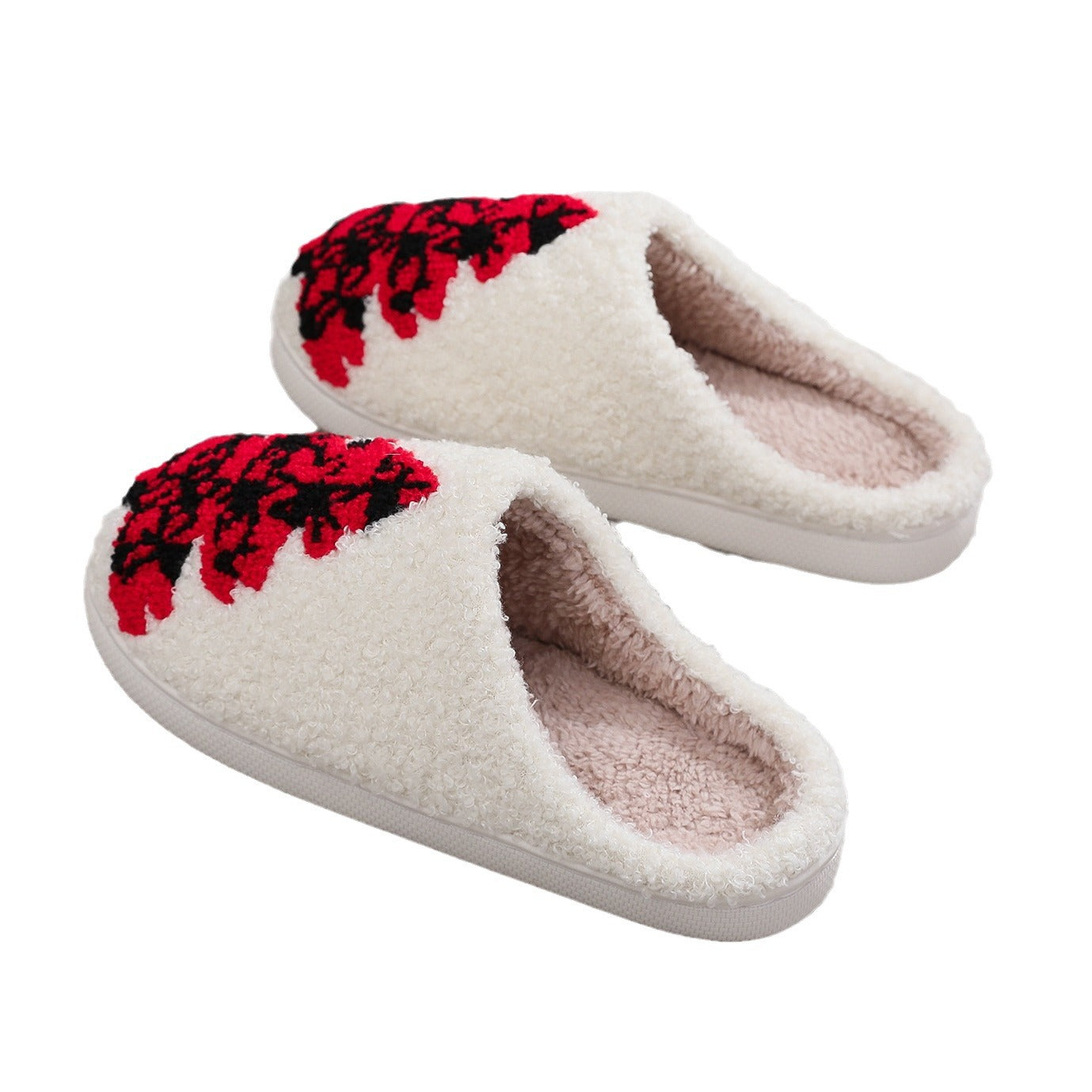 Ins New Christmas Tree Cotton Slippers Winter Warm Thickened Non-slip Product information: Pattern: heart-shaped Lining material: artificial velboa Color: cotton slippers-Christmas tree Heel height: 2.5 Size: 36-37,38-39,40-41,42-43,44-45 Sole craft: side