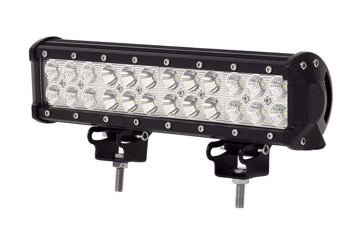 Car Light Roof Off-road Vehicle Grille 72W Double Row Super Bright Product information: Voltage: 10-30V DC LED power: 72W(24PCs * 3W) Waterproof grade: IP 67 Shell color: black Color temperature: 6000-6500K. Shell material: aluminum alloy Lens: PMMA organ