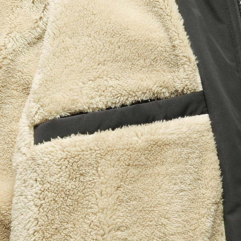 Collar Cotton-padded Coat Oversized Coat Men Product information: Pattern: solid color Pocket Style: zipper and pocket Color: Black plus velvet, light khaki velvet lining, light gray, wool lining Suitable for people: Youth Size: M,L,XL,XXL,XXL,XXXXL,5XL,6