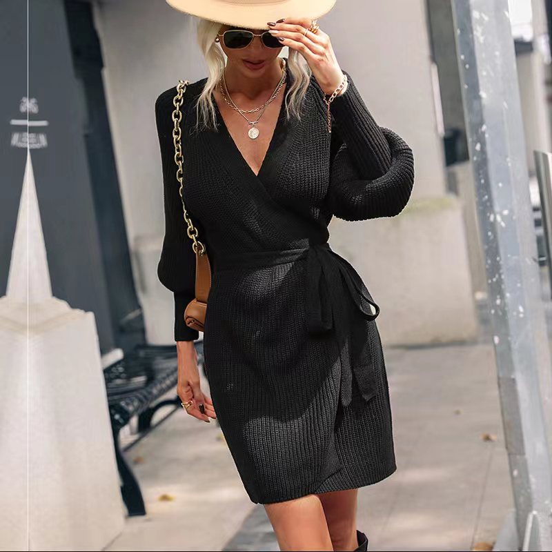 Women's Solid Color Knitted Lace-up Cardigan Sweater Product information: Pattern: solid color Color: black, orange, green, skin pink, apricot, dark gray, purplish red Size: S,M,L,XL Version: Loose Style type: temperament commute Combination form: Single