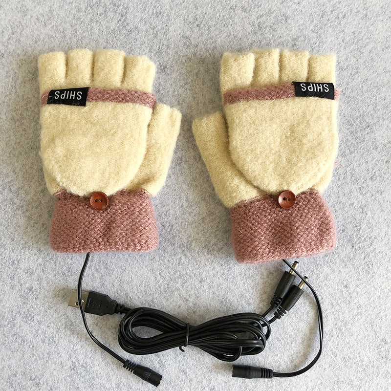 USB Electrically Heated Gloves Half Finger Gloves Indoor Outdoor Product information: Product Name: USB Electric Gloves Product voltage: USB 5V Product material: knitted chemical fiber yarn Product color: 6 colors Product specification: XL-ST05 Packing li