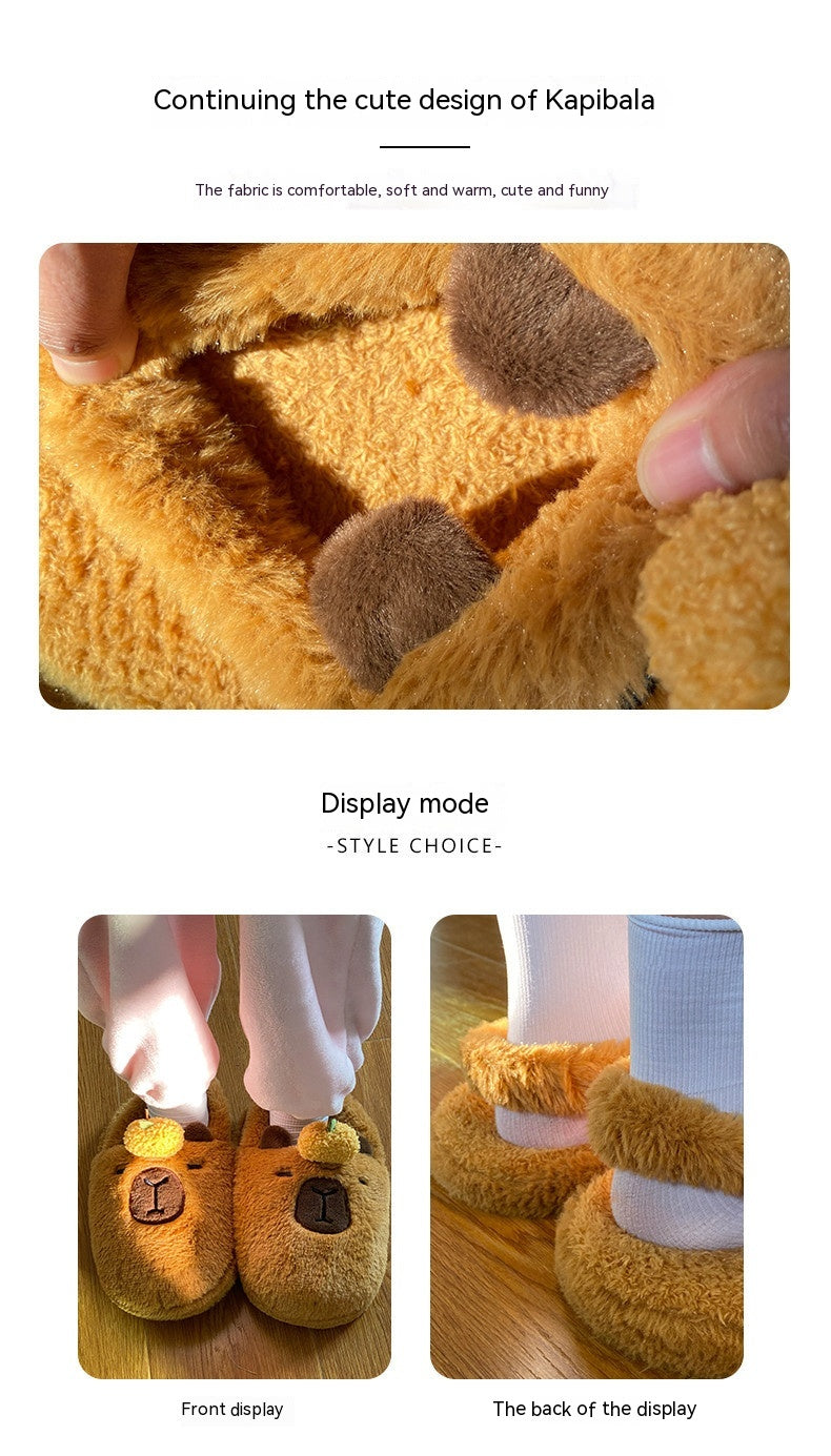 Emotional Stability Capybara Plush Slippers Winter Home Product information: Applicable gender: neutral/both men and women Sole material: dotted plastic cloth Color: kabibala slippers Shoe Upper material: Plush Applicable group type: Couple Packing list: