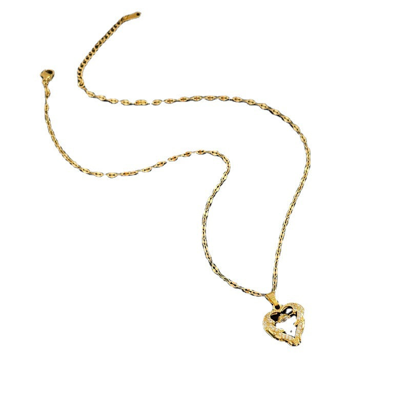 Love Smart Necklace Female Phenix Dance In The Sky Cold Style Luxury Temperament Clavicle Chain Product information: Extension chain: less than 10cm Color: H305 titanium steel chain copper pendant Style: Women's Material: titanium steel Shape: Geometric S