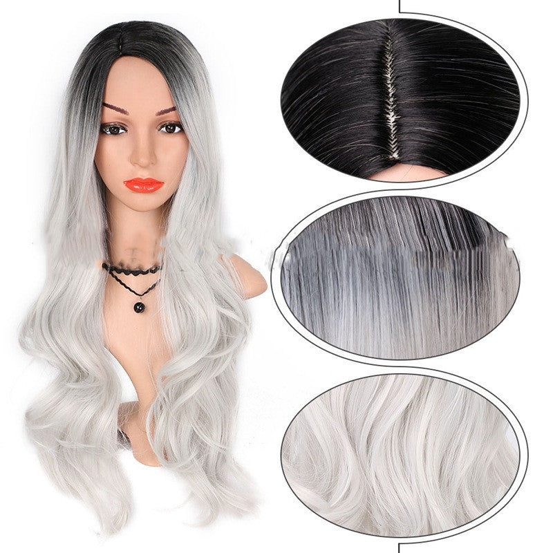 Wig foreign trade wig female gradient chemical fiber wig wig Applicable population ;universal Processing ;mechanism Can not be hot dye hot dye Hair is made of high temperature silk Apply to any skin color Suitabl for any face shape Wig foreign trade wig f